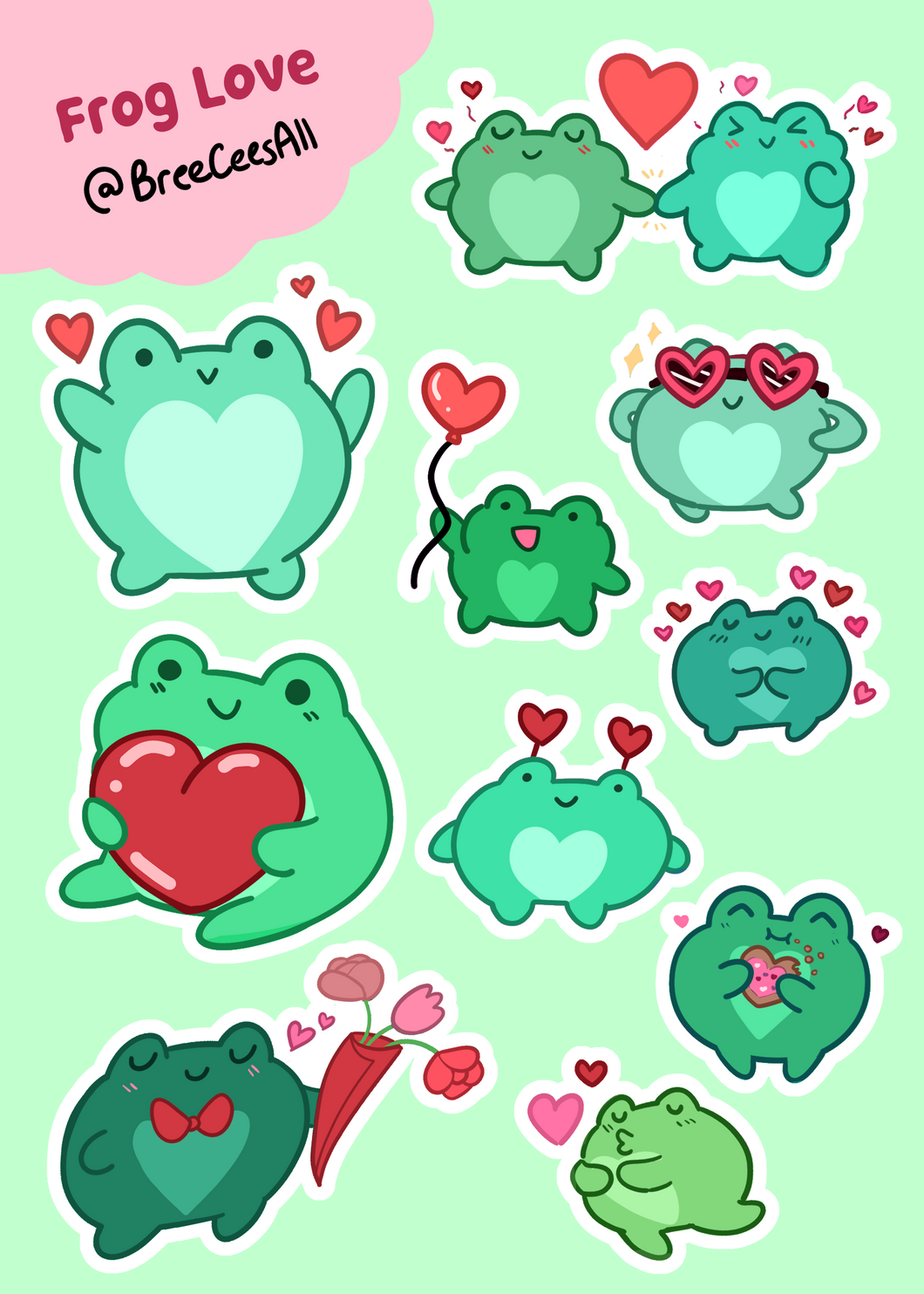 Frog Love Sticker Sheet
