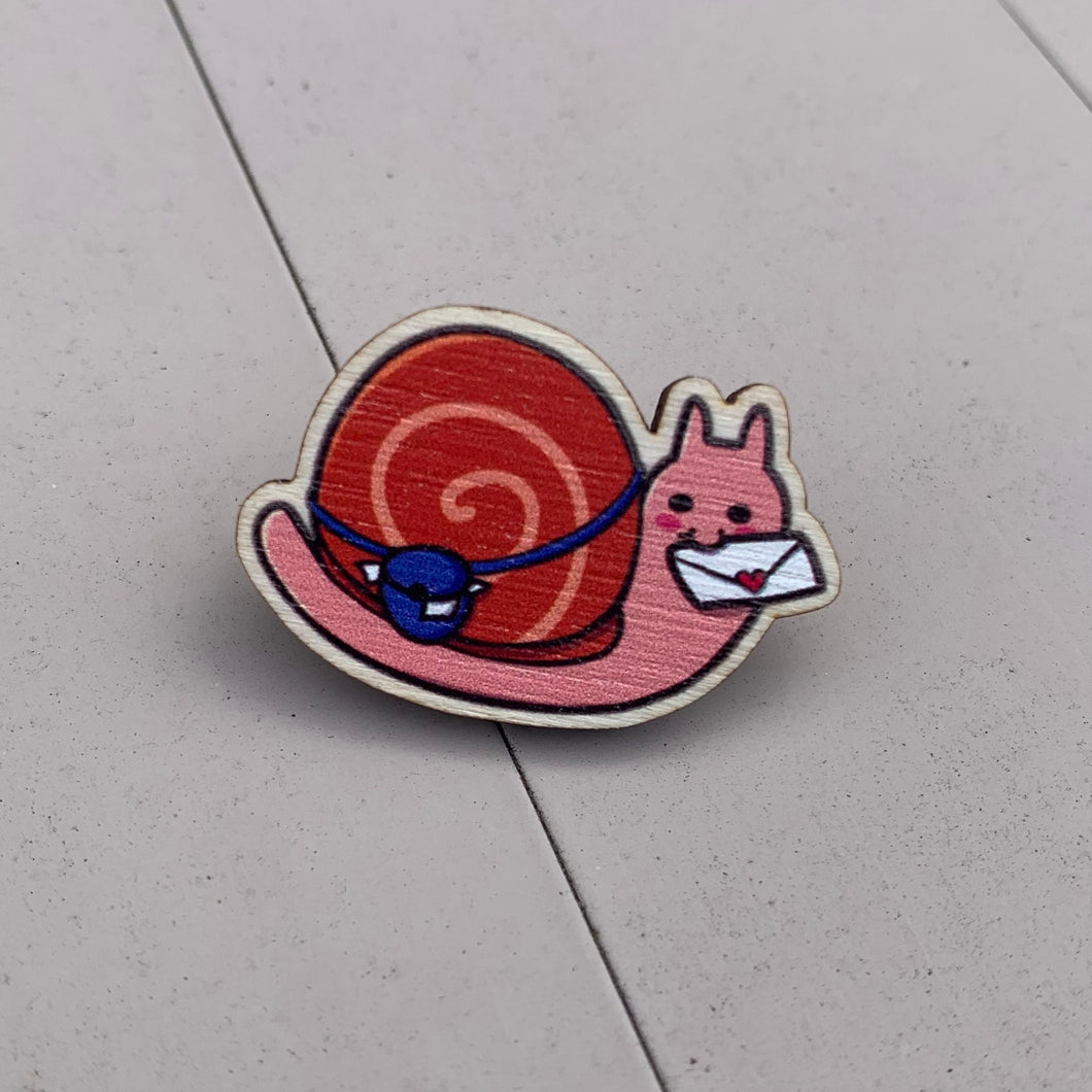 Snail Mail Wooden Pin